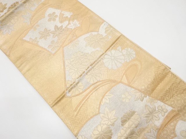 アンティーク　読本に花模様織出し袋帯（材料）